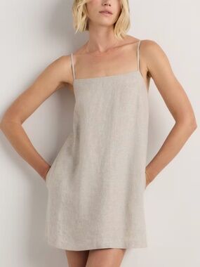 Quince 100% European Linen Mini Skort Dress Size Medium. Flax color